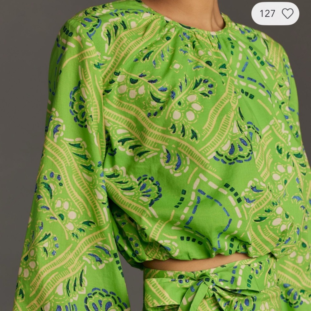 RHODE Lime Green Patterned Blouse